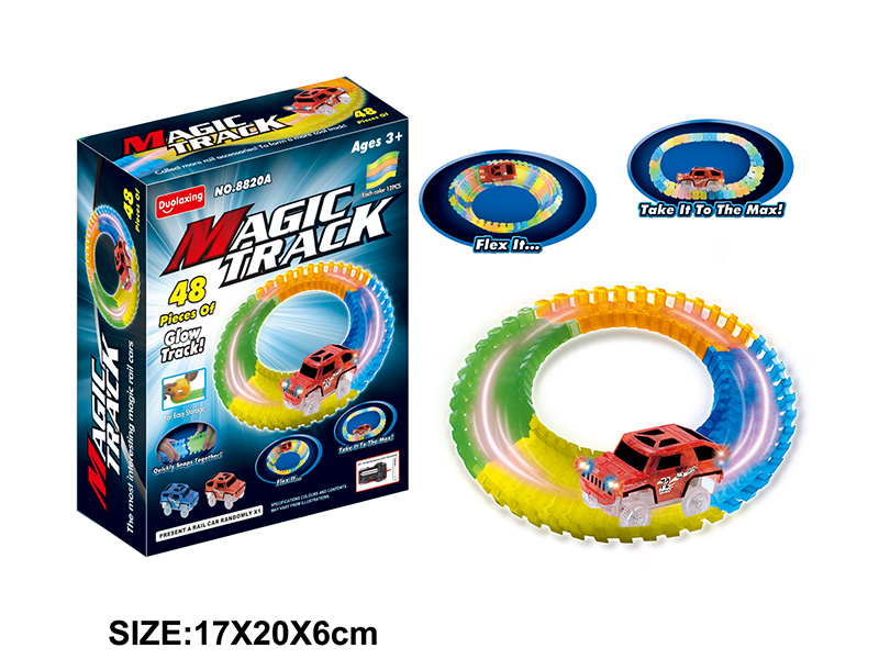 B/O Car Glow-In-The-Dark Track Toys 48pcs(With Lights)