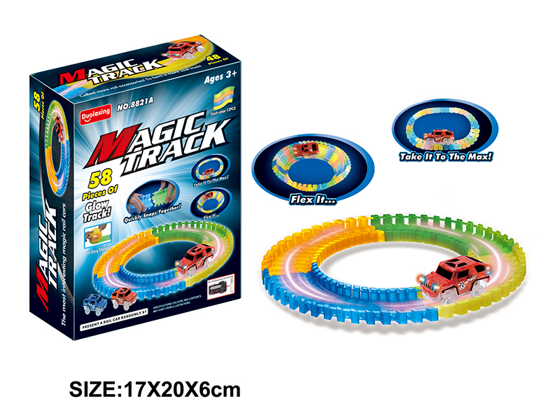 B/O Car Glow-In-The-Dark Track Toys 58pcs(With Lights)