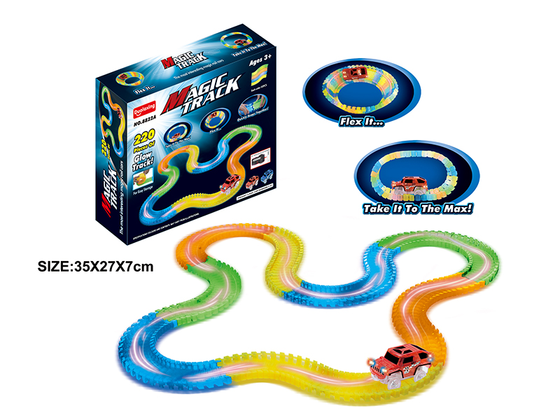 B/O Car Glow-In-The-Dark Track Toys 220pcs(With Lights)