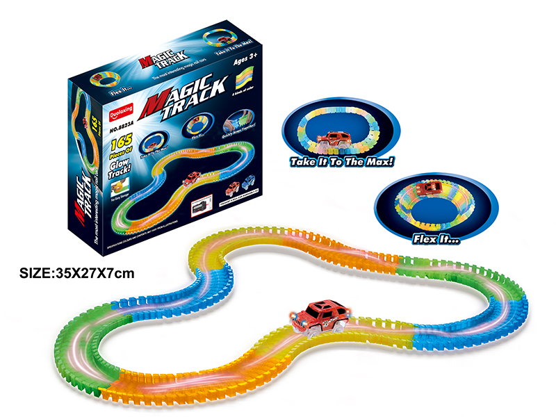 B/O Car Glow-In-The-Dark Track Toys 165pcs(With Lights)
