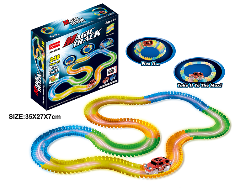 B/O Car Glow-In-The-Dark Track Toys 240pcs(With Lights)