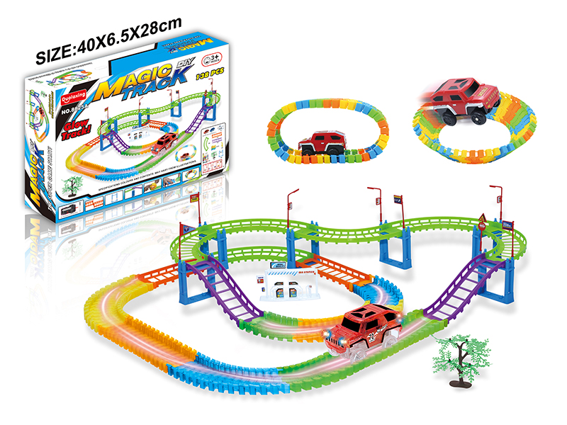 B/O Car Glow-In-The-Dark Track Toys 138pcs(With Lights)