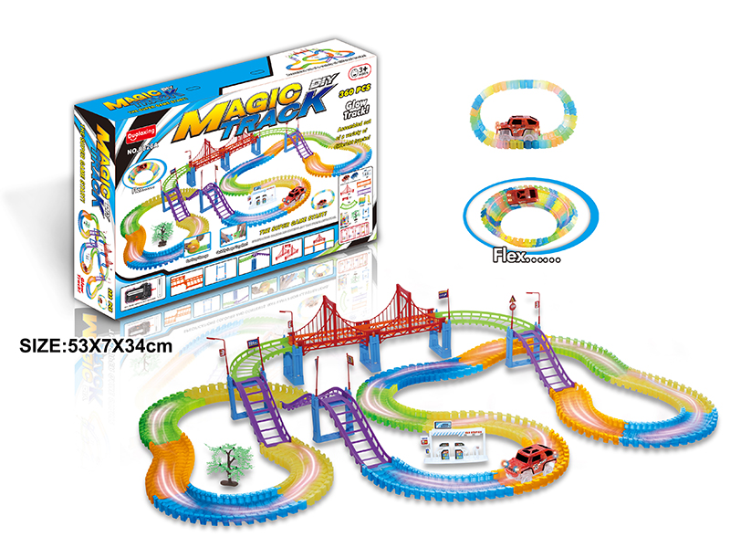 B/O Car Glow-In-The-Dark Track Toys 360pcs(With Lights)