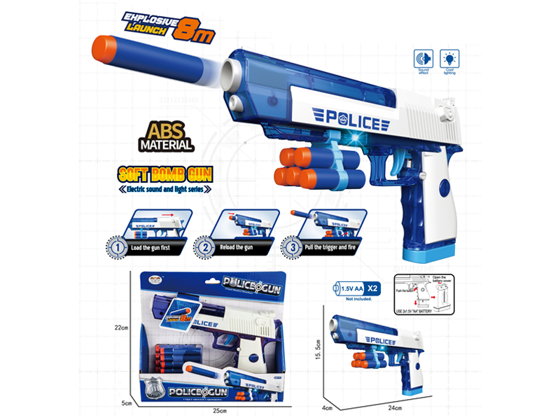 Manual Sand Eagle Police Soft Bullet Gun With Light And Music