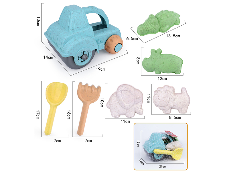 Wild Animals Sand Mold Beach Toy Truck Set 7pcs