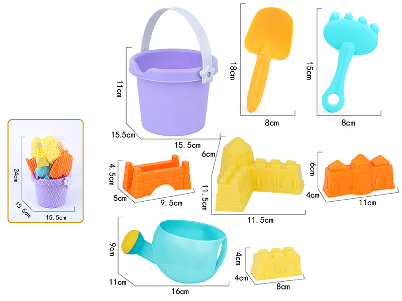 8pcs Soft Plastic Sand Bucket Set