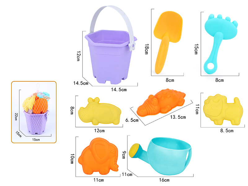 8pcs Soft Plastic Wild Animals Sand Molds Sand Bucket Set