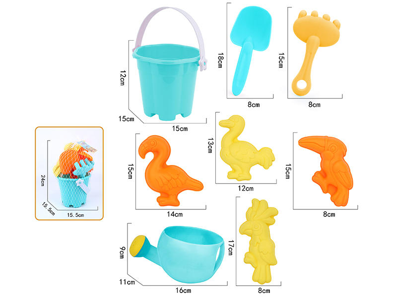 8pcs Soft Plastic Bird Sand Molds Sand Bucket Set