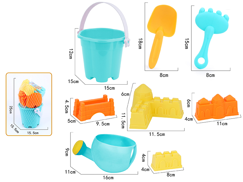 8pcs Soft Plastic Sand Bucket Set