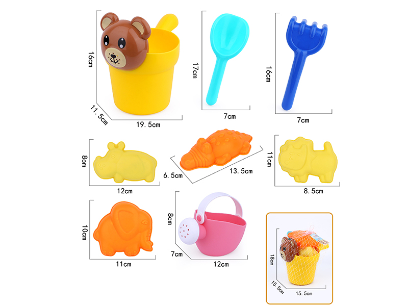 8pcs Soft Plastic Wild Animals Sand Molds Beach Set