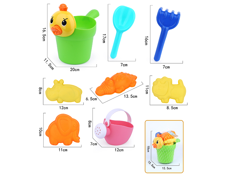 8pcs Soft Plastic Wild Animals Sand Molds Beach Set