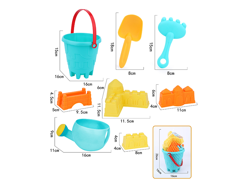 8pcs Soft Plastic Sand Bucket Set