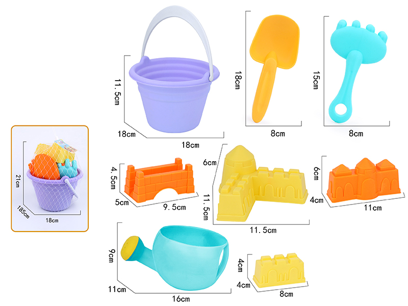 8pcs Soft Plastic Sand Bucket Set
