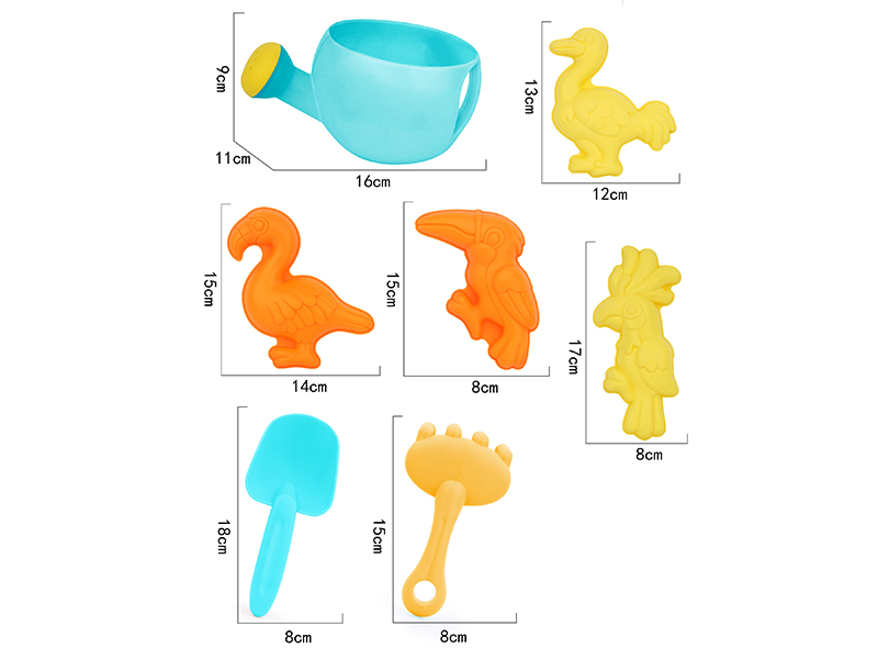 7pcs Soft Plastic Birds Sand Molds Beach Set