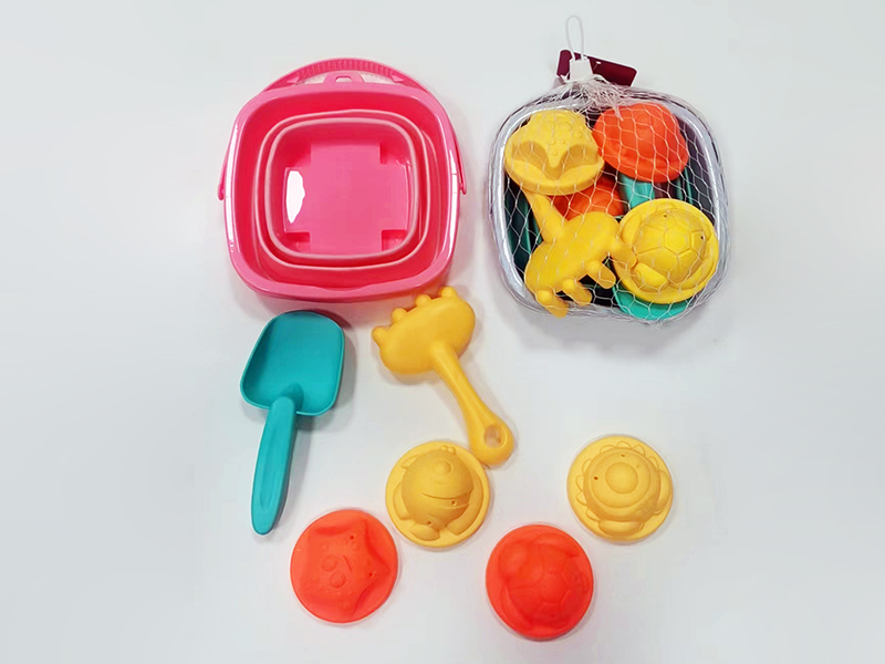 Sea Animals Sand Molds Folding Sand Bucket Set 7pcs