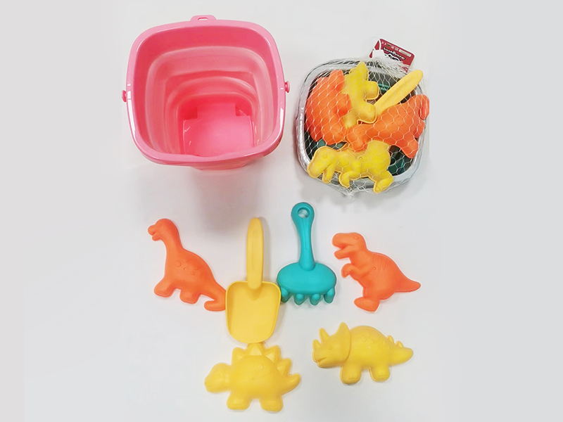 Dinosaur Sand Molds Folding Sand Bucket Set 7pcs
