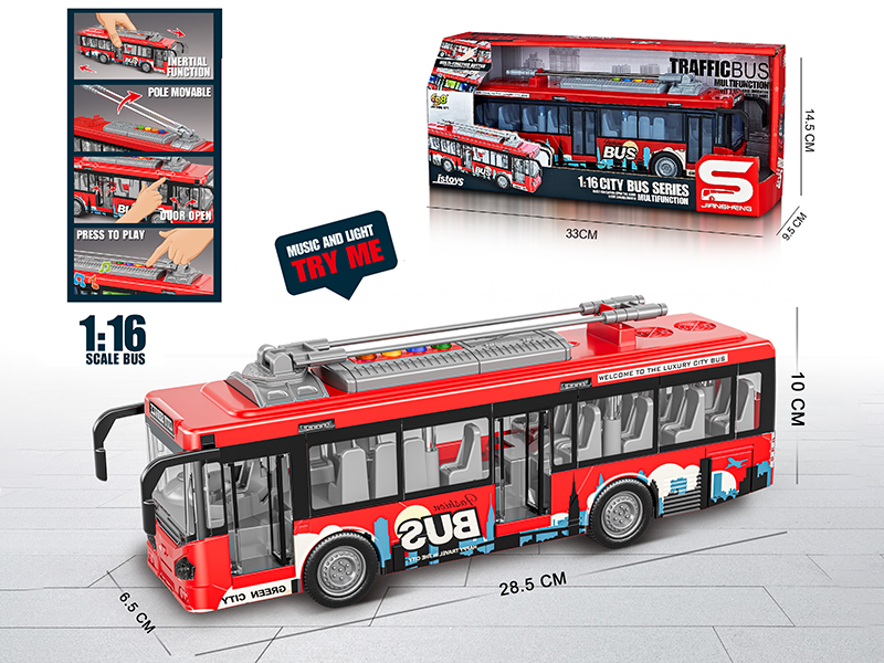 1:16 Friction City Bus With Lights, Sound, Can Open The Door