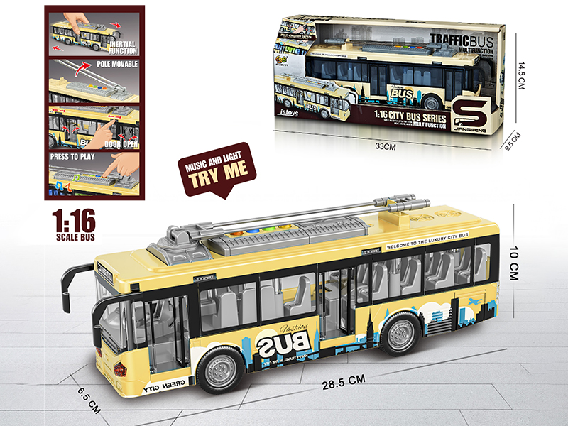1:16 Friction City Bus With Lights, Sound, Can Open The Door