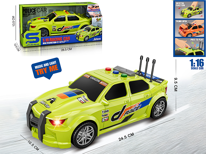 1:16 Friction Racing Car With Lights, Sound, Can Open The Trunk