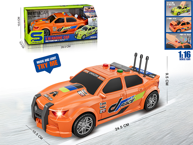 1:16 Friction Racing Car With Lights, Sound, Can Open The Trunk