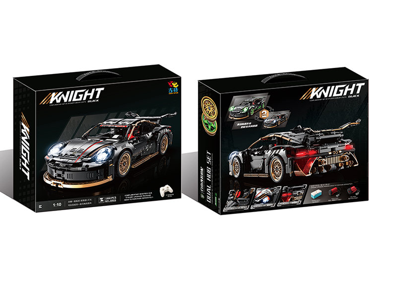 1:10 Black Gold Porsche 911 Car Building Blocks