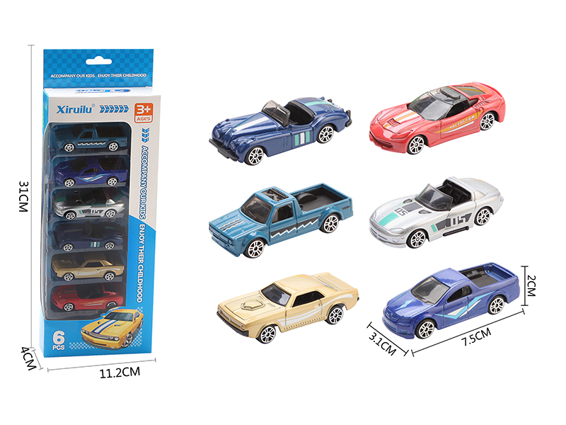 1:64 Slide Alloy City Cars 6pcs