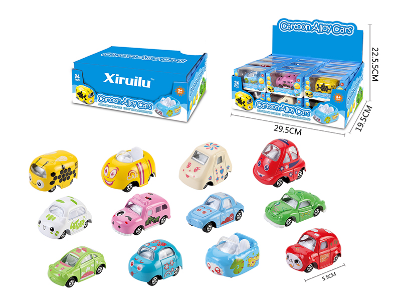 1:64 Slide Alloy Cartoon Cars 24pcs