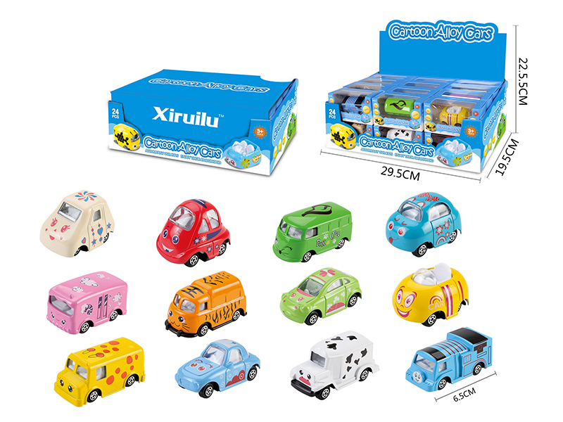 1:64 Slide Alloy Cartoon Cars 24pcs