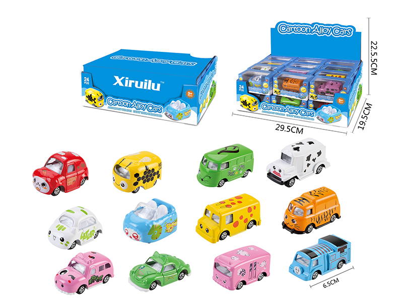 1:64 Slide Alloy Cartoon Cars 24pcs