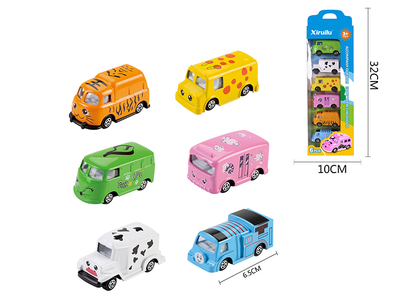 1:64 Slide Alloy Cartoon Cars 6pcs