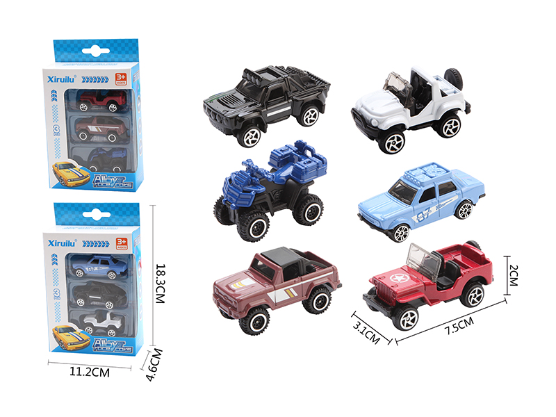 1:64 Slide Alloy Off-Road Vehicles 3pcs