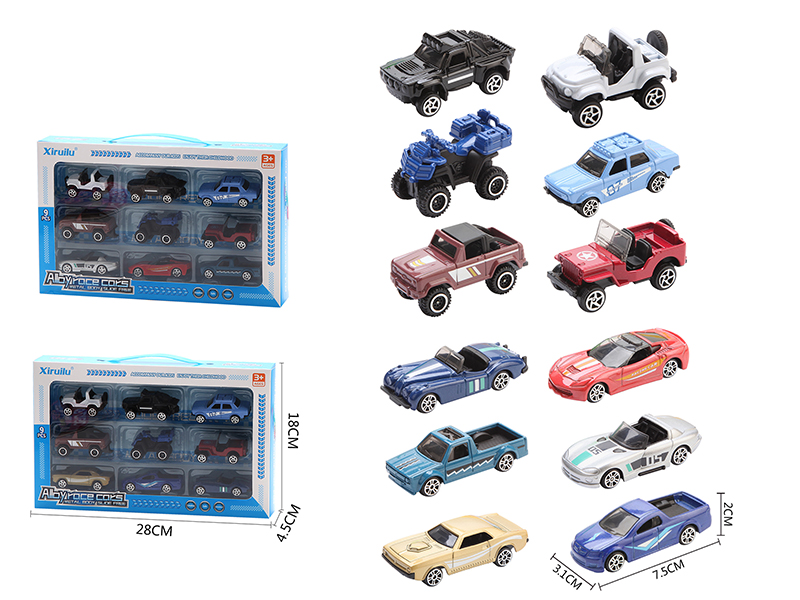 1:64 Slide Alloy Cars 9pcs