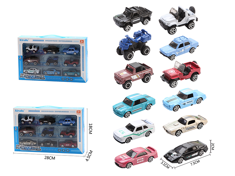 1:64 Slide Alloy Cars 9pcs