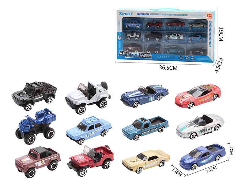 1:64 Slide Alloy Cars 12pcs