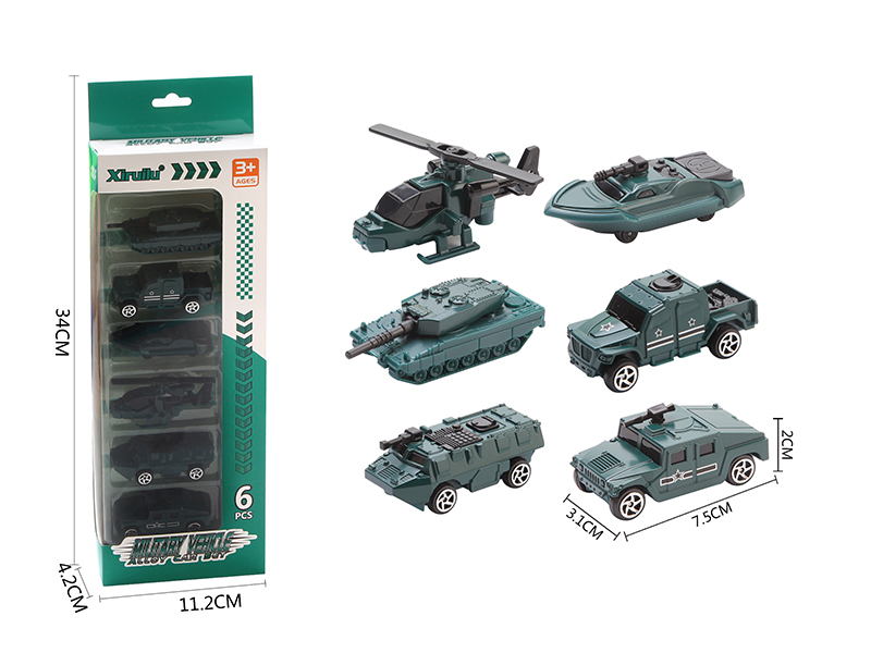 1:64 Slide Alloy Military Trucks 6pcs