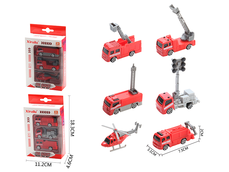 1:64 Slide Alloy Fire Engines 3pcs
