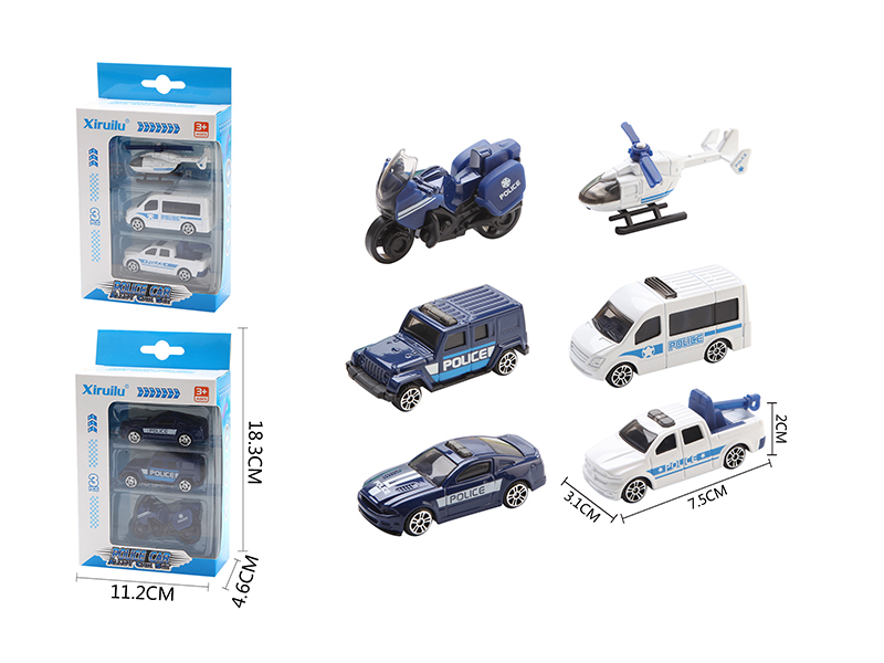 1:64 Slide Alloy Police Cars 3pcs