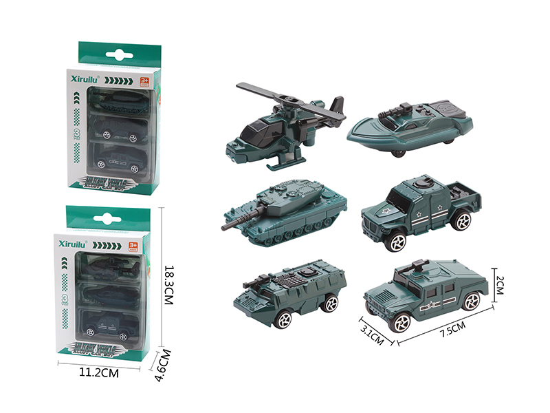 1:64 Slide Alloy Military Trucks 3pcs