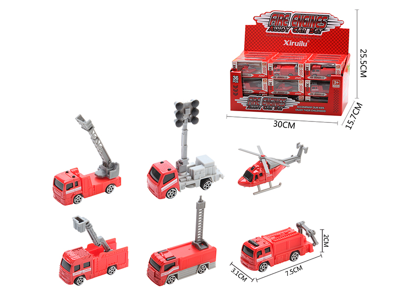 1:64 Slide Alloy Fire Engines 36pcs