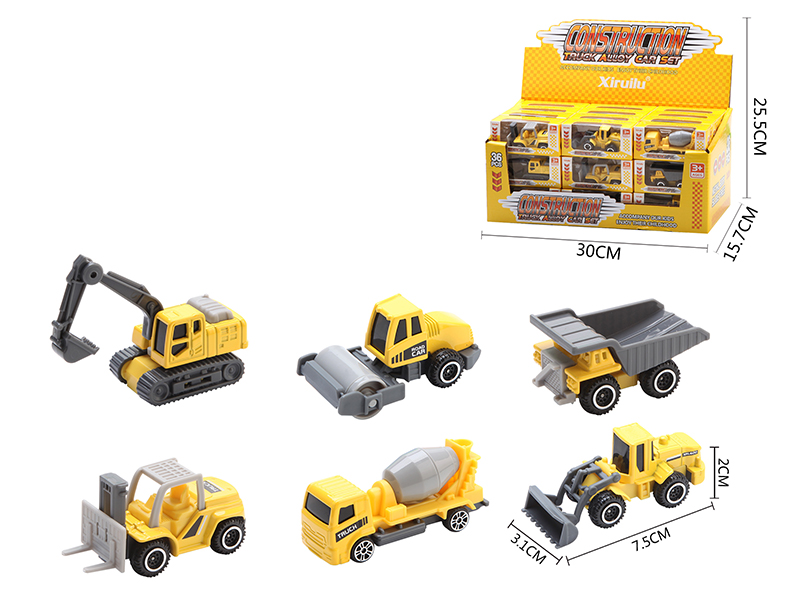 1:64 Slide Alloy Engineering Trucks 36pcs