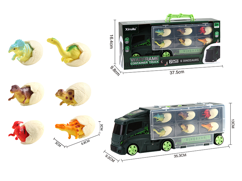 Double-Sided Storage Container Truck With 6 PVC Dinosaur Eggs(Slide Function, With Lights And Music)