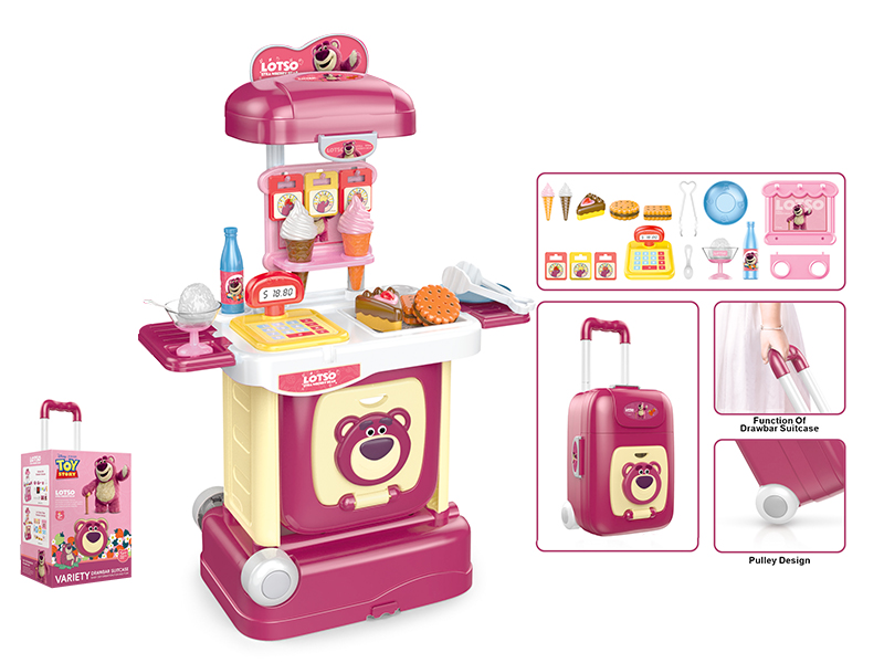 Ice Cream Shop Drawbar Suitcase(Strawberry Bear)