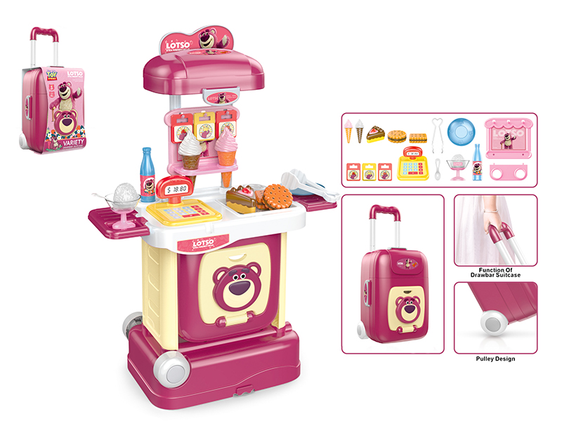 Ice Cream Shop Drawbar Suitcase(Strawberry Bear)