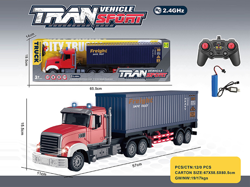 (American Style)1:24 2.4G 6CH R/C Container Transport Trailer With Light And Music