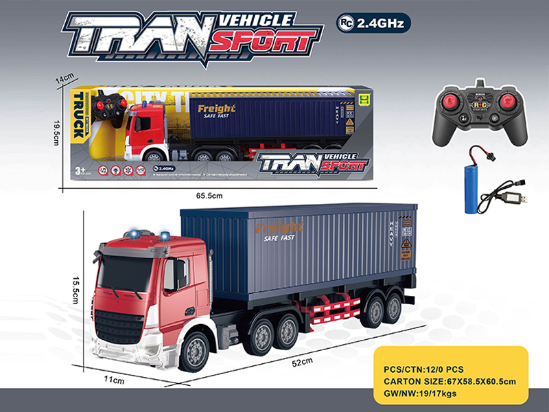 (European Style)1:24 2.4G 6CH R/C Container Transport Trailer With Light And Music