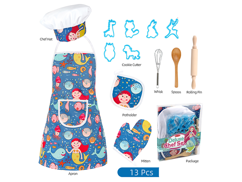 Children's Baking Kitchen Set With Apron 13PCS