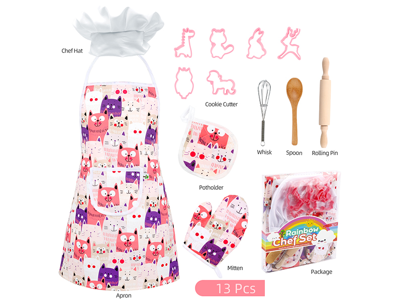 Children's Baking Kitchen Set With Apron 13PCS