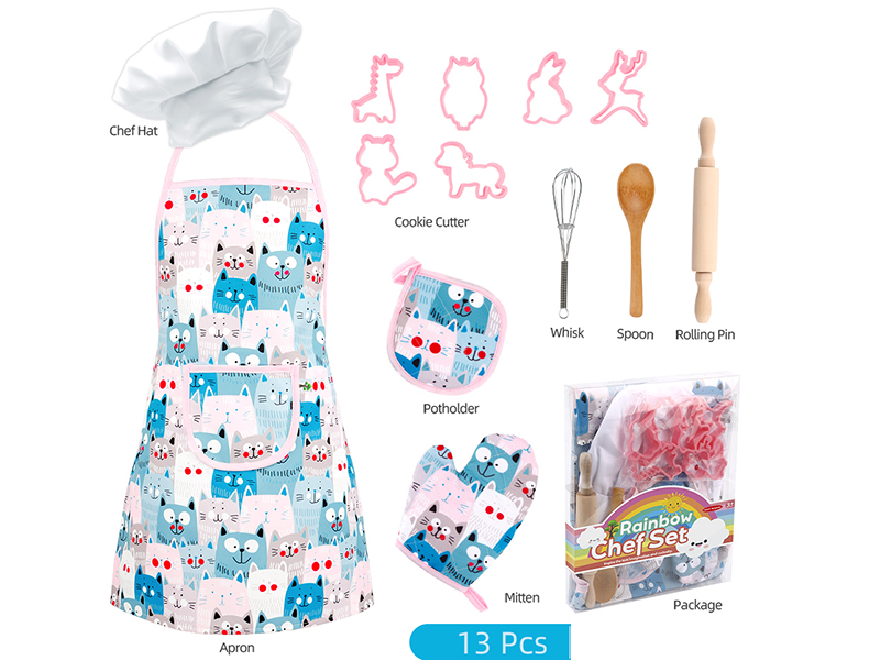 Children's Baking Kitchen Set With Apron 13PCS