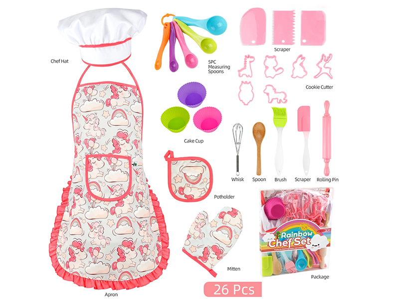 Children's Baking Kitchen Set With Apron 26PCS