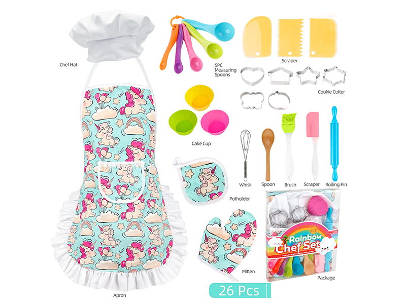 Children's Baking Kitchen Set With Apron 26PCS